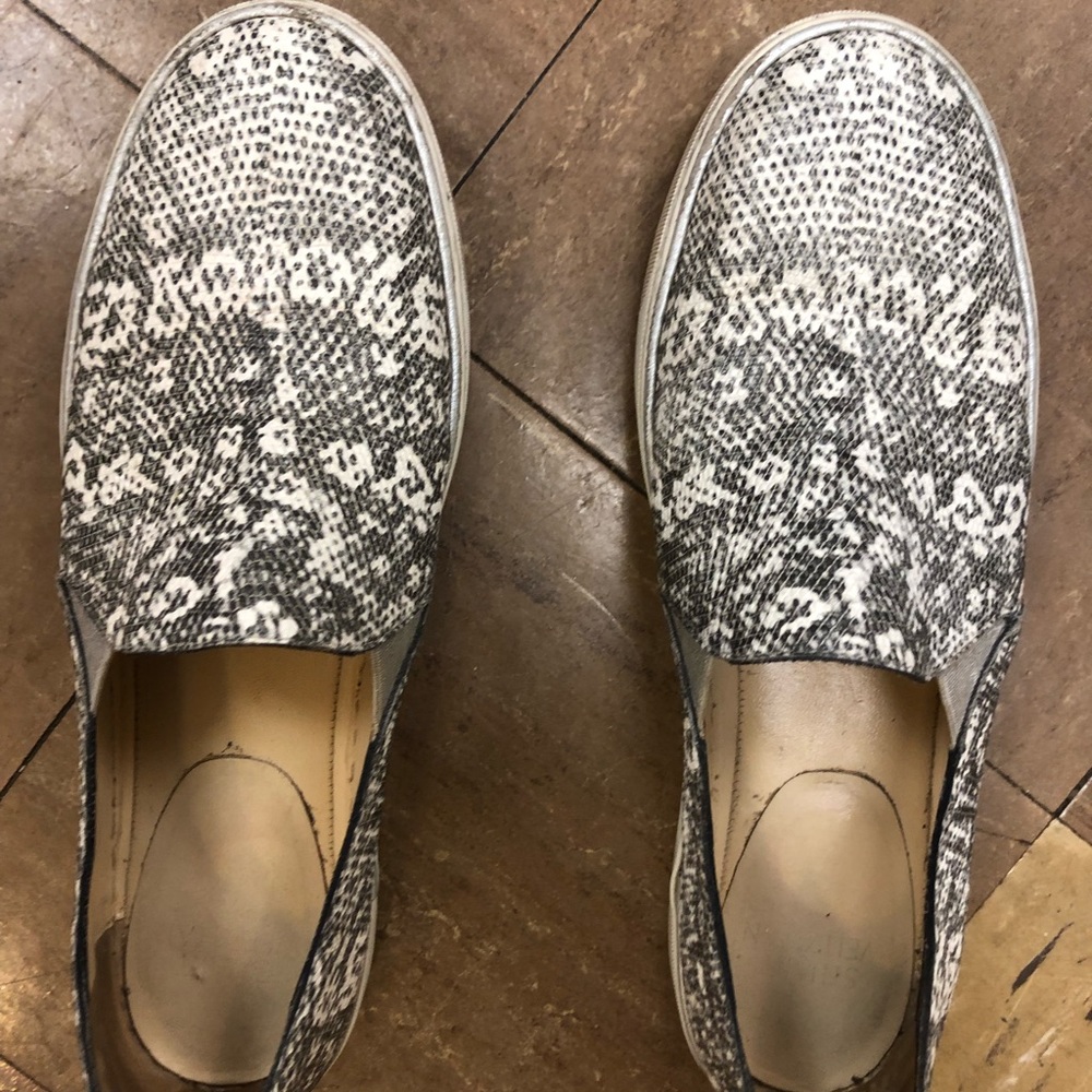 Stuart Weitzman snake embossed slip on sneakers